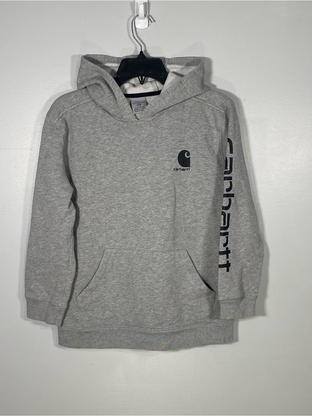 Carhartt Heather Gray Pullover Hoodie with Sleeve Logo